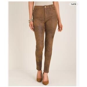 Chico's Brown Faux Suede Pants Chico's 2 / US L Stretch Jegging Jeans
